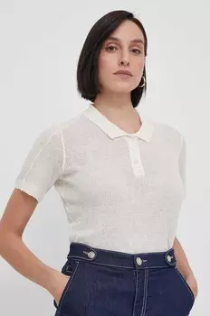 Льняное поло Bomboogie, бежевый