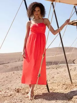 Льняное солнцезащитное платье Ro&Zo с бретелями, красный