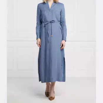 Льняное желтое платье Marella, синий