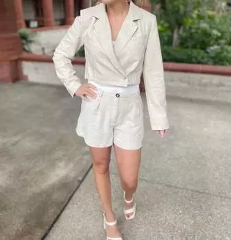 Льняной блейзер кремового цвета FATE