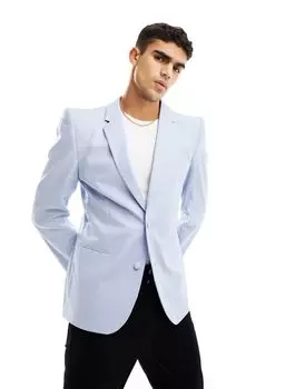 Льняной блейзер с пагодой на плечах ASOS