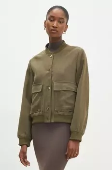 Льняной бомбер Answear Lab, зеленый