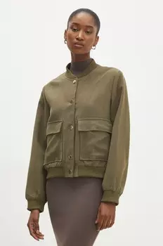 Льняной бомбер Answear Lab, зеленый