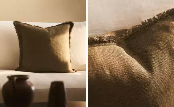 Льняной чехол на подушку Zara Home, зеленый