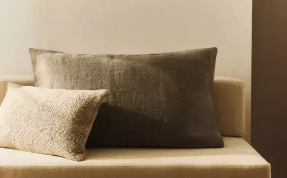 Льняной чехол на подушку Zara Home, серый