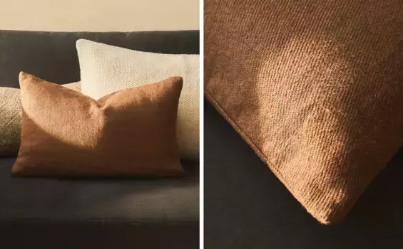 Льняной чехол на подушку Zara Home, бургундия