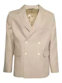 Льняной двубортный пиджак BODE, нейтральный