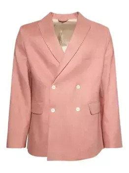 Льняной двубортный пиджак BODE, розовый