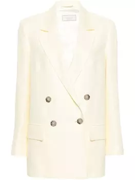 Льняной двубортный пиджак Peserico, желтый