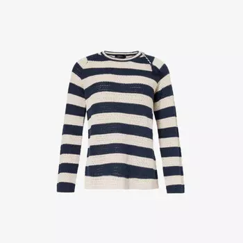 Льняной джемпер свободного кроя в полоску lina S Max Mara, цвет powder