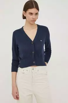 Льняной кардиган DW0DW13029.PPYY Tommy Jeans, темно-синий