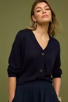 Льняной кардиган на пуговицах Next, синий