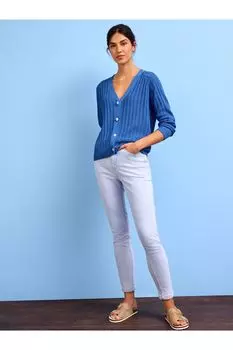 Льняной кардиган с драгоценными пуговицами Next, синий