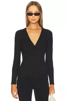 Льняной кардиган с V-образным вырезом Enza Costa, black