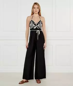Льняной комбинезон Flare fit Twin-Set Underwear & Beachwear, черный