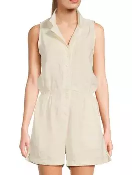 Льняной комбинезон из шамбре Saks Fifth Avenue, цвет Pale Yellow