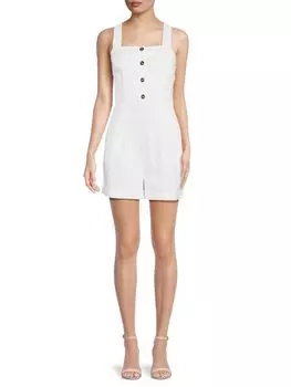 Льняной комбинезон на пуговицах спереди Saks Fifth Avenue, белый