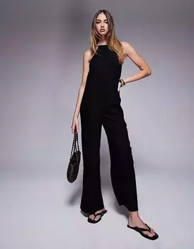 Льняной комбинезон River Island черного цвета