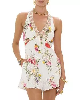 Льняной комбинезон с цветочным принтом цвета египетской розы Camilla, мультиколор