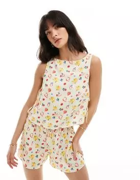 Льняной комбинезон с фруктовым принтом ASOS DEISGN