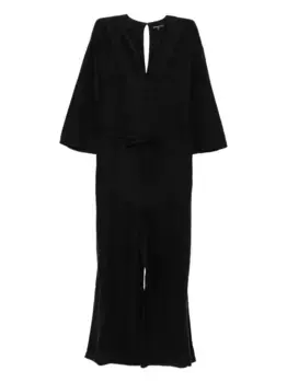 Льняной комбинезон с поясом James Perse, черный