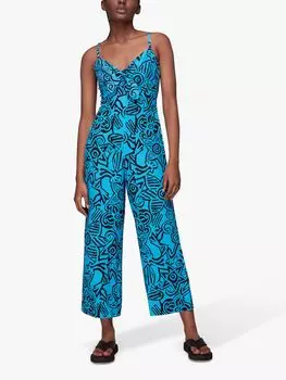 Льняной комбинезон с принтом звезд и завязками Whistles, синий/мульти