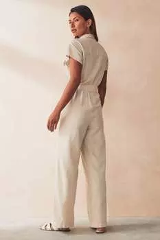 Льняной комбинезон Vila, бежевый