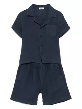 Льняной комплект из топа и шортов Il Gufo, синий