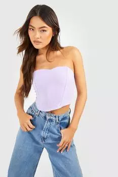 Льняной корсетный топ Boohoo, сиреневый