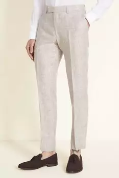 Льняной костюм и брюки узкого кроя овсяного цвета MOSS