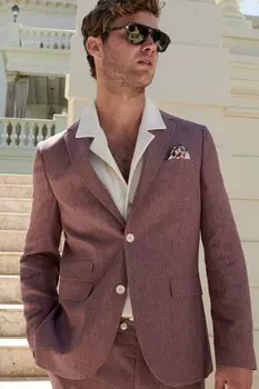 Льняной костюм: куртка Next, розовый