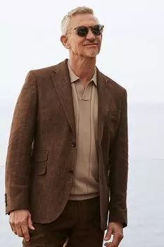 Льняной костюм Signature leomaster slim fit: куртка Next, коричневый