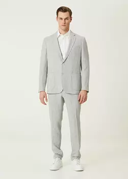 Льняной костюм в клетку Network, серый