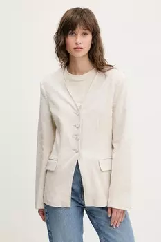 Льняной пиджак Abercrombie & Fitch, бежевый