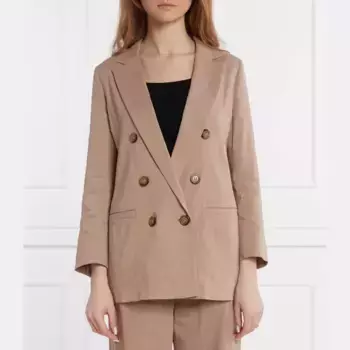 Льняной пиджак Alba прямого кроя Marella, бежевый