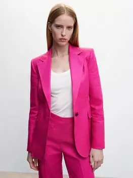 Льняной пиджак Mango Smart, ярко-розовый