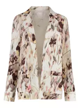 Льняной пиджак с цветочным принтом 120% Lino, белый