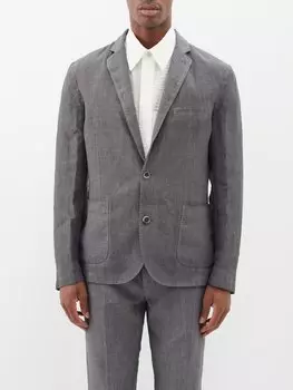 Льняной пиджак с накладными карманами 120% Lino, серый