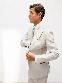 Льняной пиджак стандартного кроя Notch John Lewis, камень