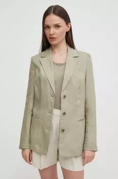 Льняной пиджак United Colors of Benetton, зеленый