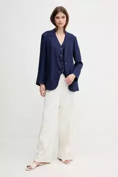 Льняной пиджак United Colors Of Benetton, темно-синий