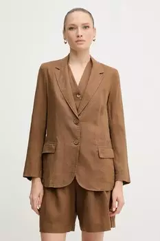 Льняной пиджак United Colors Of Benetton, коричневый