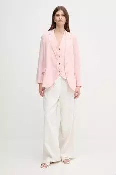 Льняной пиджак United Colors Of Benetton, розовый