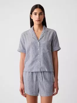 Льняной пижамный верх Gap, синий