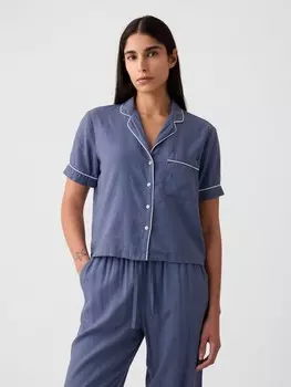 Льняной пижамный верх Gap, синий