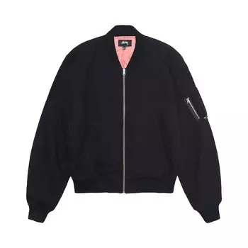 Льняной пляжный бомбер Stussy Черный