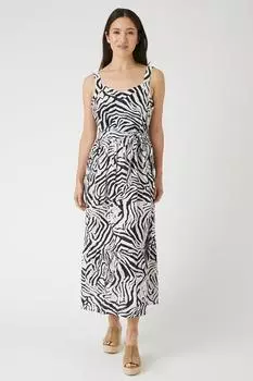 Льняной сарафан миди с принтом зебры Wallis, белый