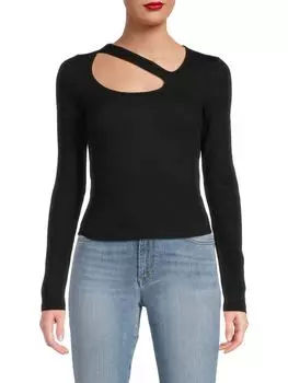 Льняной свитер с асимметричным вырезом Noisy May, черный