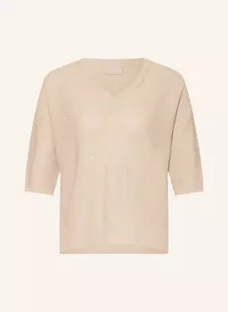 Льняной свитер с пайетками Hemisphere, бежевый