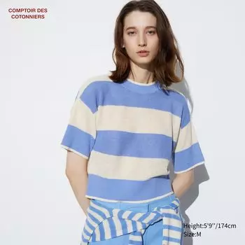 Льняной свитер UNIQLO, светло-синий